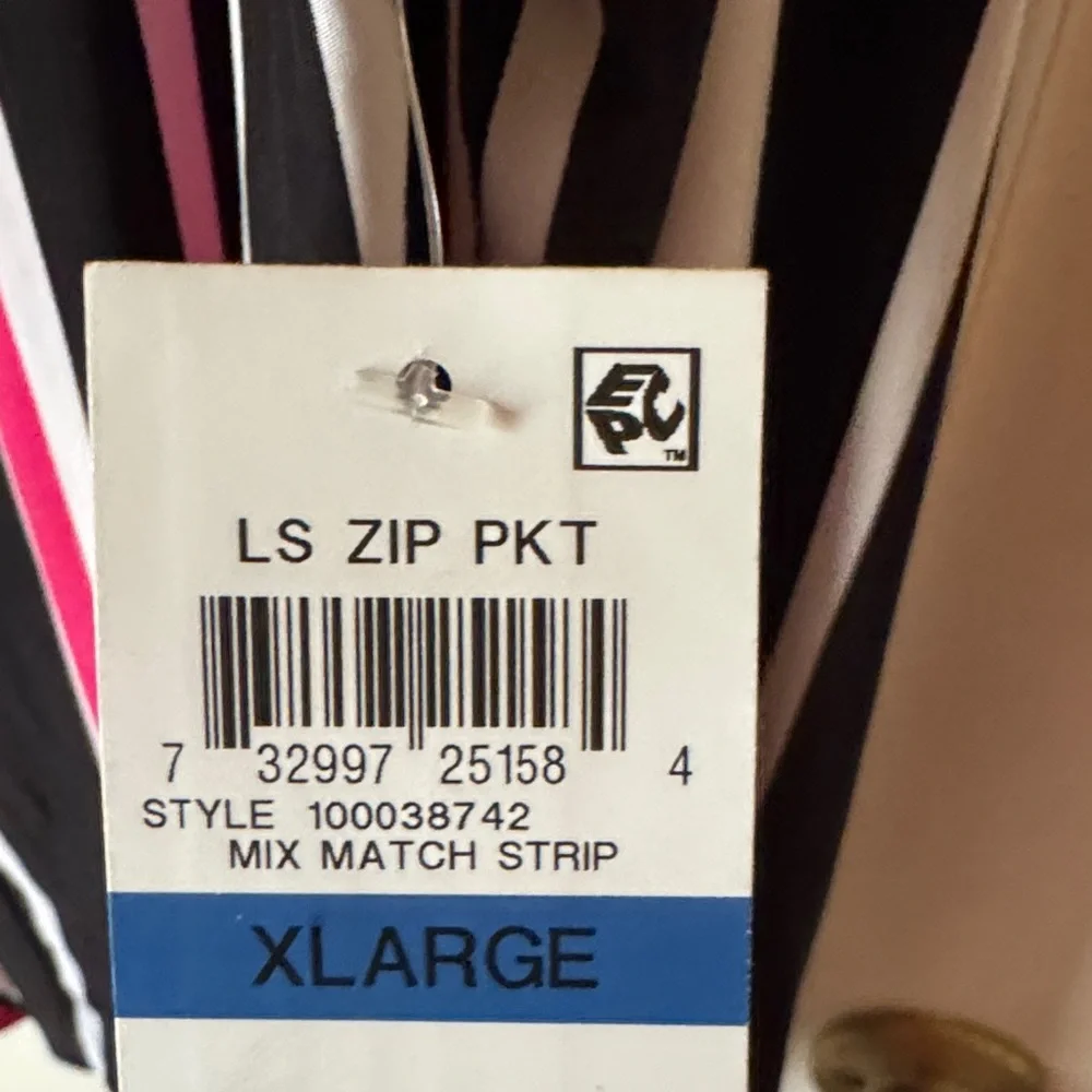 INC International Concepts Black and Pink Striped Blouse - Picture 2 of 5